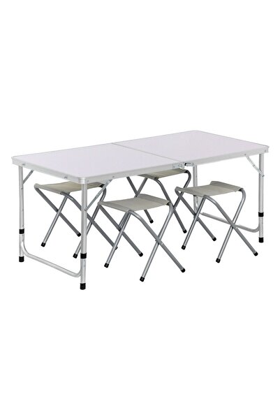 OEM Set Masa Pliabila din Aluminiu cu 4 Scaune 120x60x70cm