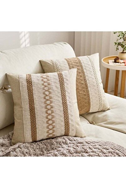 Arabest Set of 2 Farmhouse Boho Pillow Covers 45x45cm, Geometric Pattern Cush...