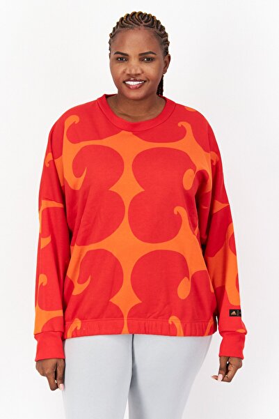 adidas Women Plus Size Long Sleeve Outdoor Sweatshirt, Red