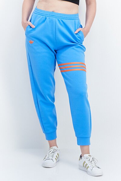 adidas بنطال رياضي نسائي مناسب للخارج، أزرق/برتقالي