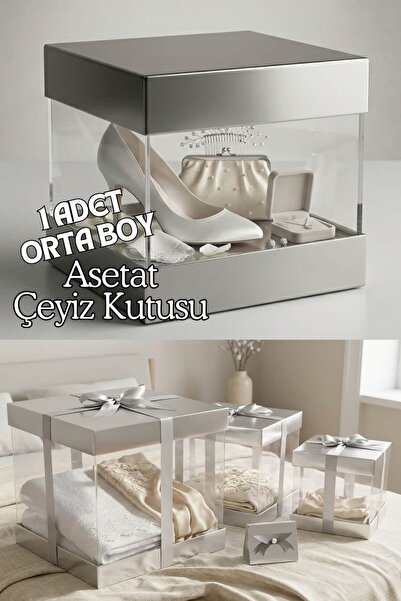 Dantelux Asetat Çeyiz Kutusu (Şeffaf - Katlanabilir - Pratik Kurulum) Orta Bo...