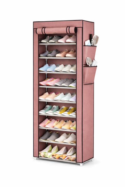 Otto Textile Shoe Rack with Cover and Zipper, 9 Shelves, 58x30x158 cm, Shoe S...