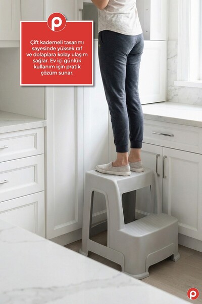 Pazarika Büyük Boy 2 Katlı Kaymaz Tabanlı Çocuk Basamağı - Çok Amaçlı Mutfak ...