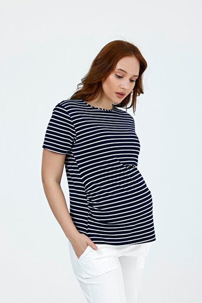 KATLİN MATERNİTY WEAR Trudnička majica kratkih rukava Prugasto sa uzorkom, Li...