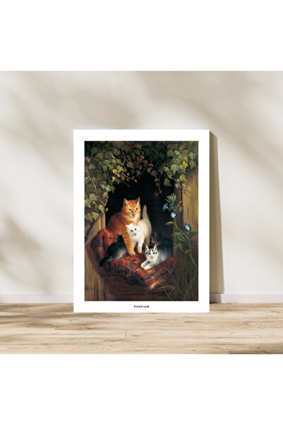 Pixaflair - Cat with Kittens by Henriëtte Ronner - Tablo - Çerçevesiz Poster