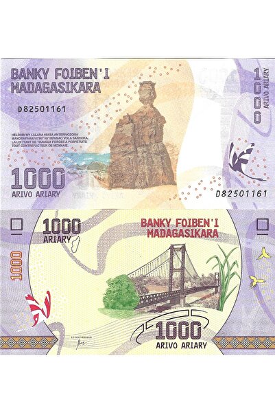 emir koleksiyon coin & paper collection Madagaskar 2017 Yılı 1000 Ariary Kağı...