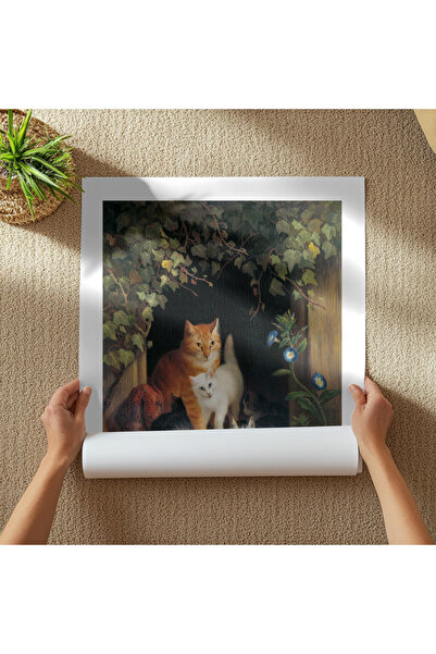 Pixaflair - Cat with Kittens by Henriëtte Ronner - Tablo - Çerçevesiz Poster