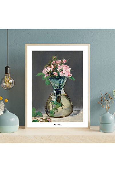 Pixaflair - Moss Roses in a Vase by Edouard Manet - Tablo - Çerçevesiz Poster