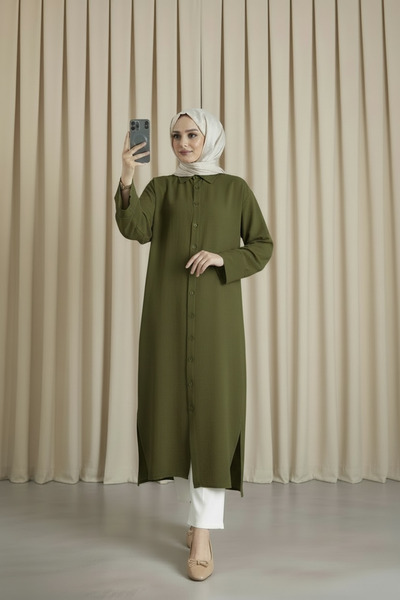 Minharir Long Cotton Piece Hijab Shirt – Comfortable Fit, Breathable Fabric, ...