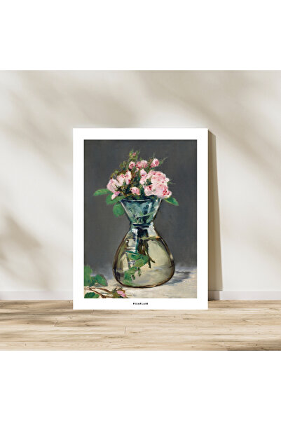 Pixaflair - Moss Roses in a Vase by Edouard Manet - Tablo - Çerçevesiz Poster