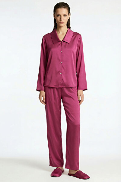 Feu De Elu Σετ Πιτζάμες από Μακρύ Σατέν Amoris Vişne Çürüğü