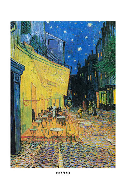Pixaflair - Vincent van Gogh's Café Terrace at Night - Tablo - Çerçevesiz Poster