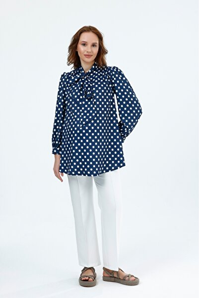 KATLİN MATERNİTY WEAR Maternity Polka Dot Piece Patterned Blouse, Collar Tie ...
