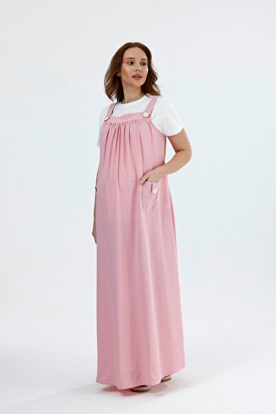 KATLİN MATERNİTY WEAR Maternity Skirt Overalls, Linen Viscose Blend Fabric, W...