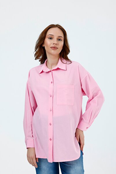 KATLİN MATERNİTY WEAR Maternity Oversized Mold Poplin Fabric Shirt, Single Po...