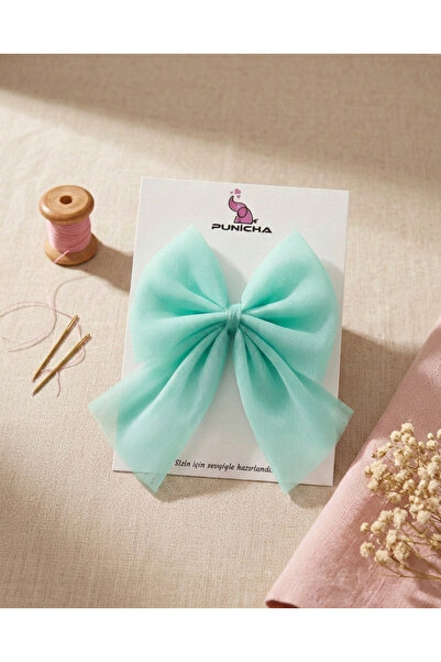 punicha Suyeşili Tulle bow girl's hair clip