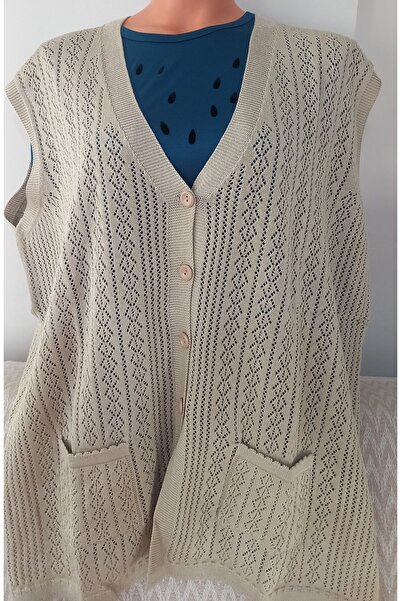 Anne ملابس رجالية باتال موسمي تريكو سترة زر مزدوج بجيوب بيج