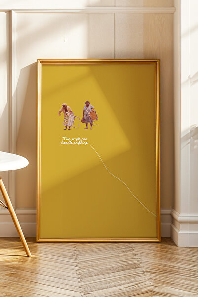 ArtDropsco Hardal Sarı Kolaj Figürlü Modern Tablo Poster Duvar Dekoru Çerçevesiz