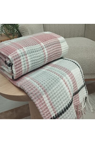 MERİLORAA Tv Battaniyesi 130*170 cm Waffle Pamuklu Püsküllü Hediye Kutulu Bat...