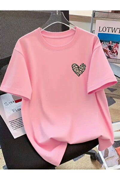 FUFLUNS TRICOU UNISEX CU GULER ROTUND, CU IMPRIMEU MINI LEOPARD, MĂRIME MARE,...