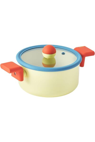 NEOFLAM قدر طهي دنماركي مصنوع يدويًا، قطره 18 سم، بغطاء زجاجي، مناسب للاستخدا...