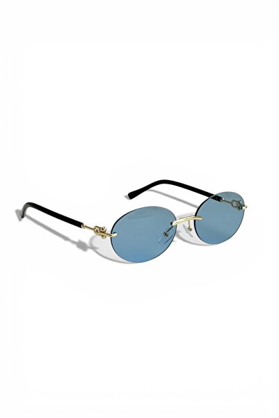 COOLANDBETTER Derla Metal Oval Women's Sunglasses with Blue Glass Detail Uv40...