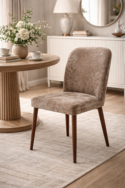 N.zone Modern dining chair Puffer in luxurious fabric with wooden legs – a st...