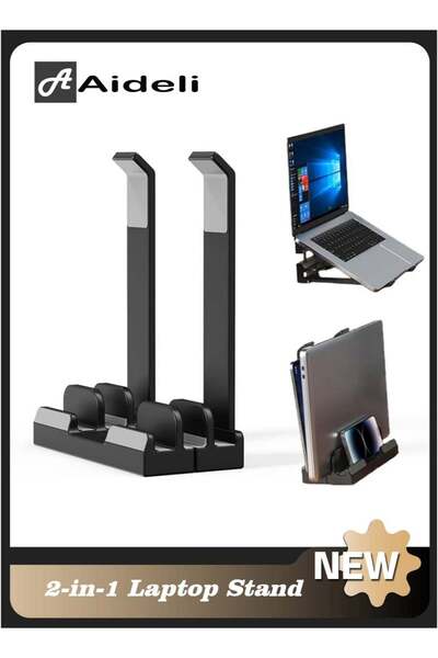 Aideli 3-Slot Vertical Laptop Stand – Space-Saving Upright Holder & Dual Lapt...