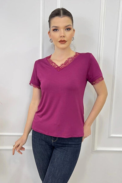 aytemas Blouse with Lace Collar and Sleeves