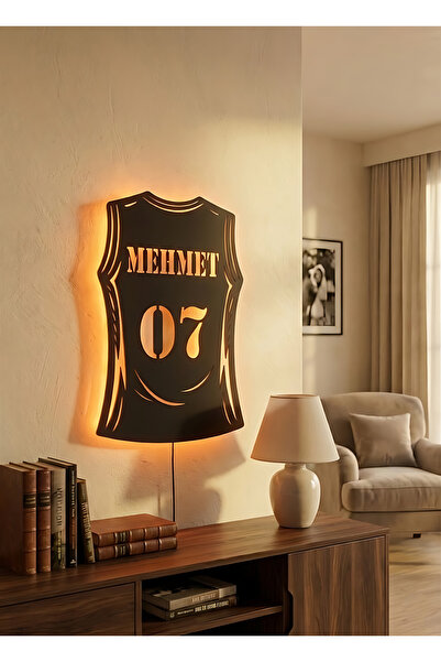 novacraft Basketbol Forması Kişiye Özel RGB LED Işıklı Metal Duvar Tablosu Uz...
