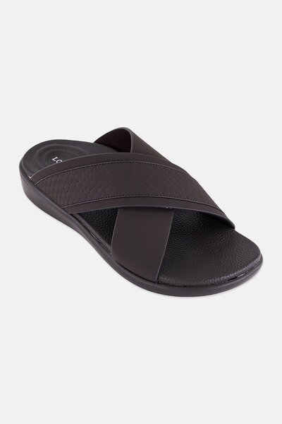 London Fog Men Slip On Arabic Sandals, Brown