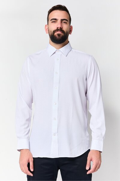 Scotch & Soda قميص رجالي عصري بقصة نقشة مربعات وأكمام طويلة، متعدد الألوان