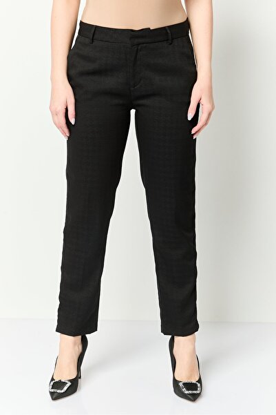 Reiko Women Cigarette Fit Textured Straight Leg Pants, Black