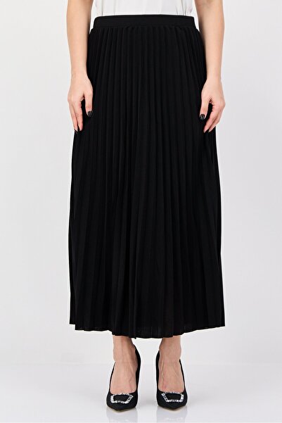 London Fog Women Regular Fit Pleated Maxi Skirt, Black