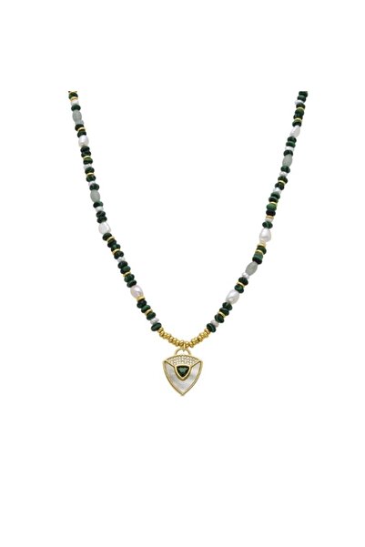 Luxenter Colier din Argint 925 HAYLMA cu Malahit, Perle și Pandantiv