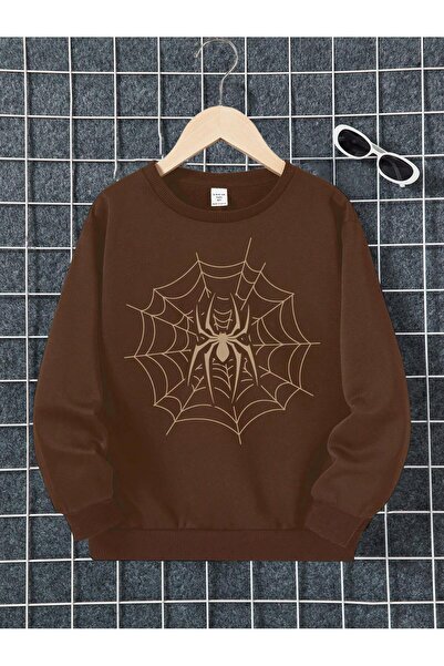 Eritqaa Spider Web Printed Hooded Sweatshirt Hoodie
