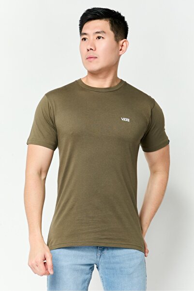 Vans تيشيرت رجالي بأكمام قصيرة وشعار ماركة برقبة دائرية، لون زيتوني