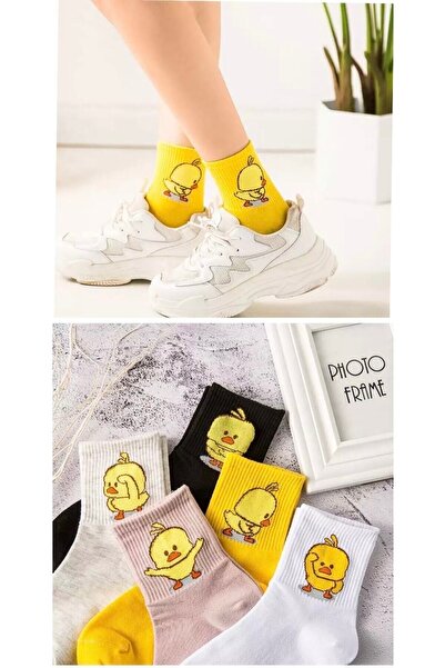 çorapkolik 5 Pairs Unisex Colorful Various Patterned Washable Chick College T...