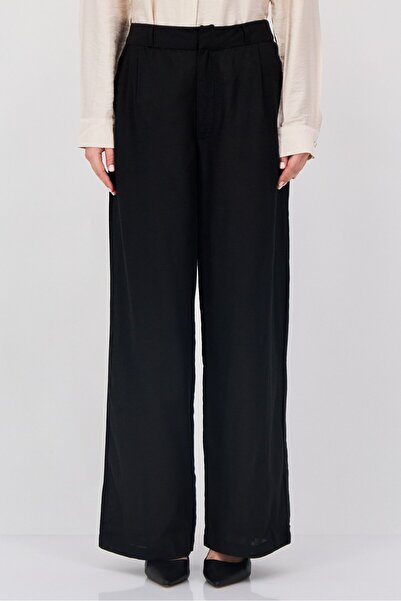 London Fog Women Regular Fit Plain Straight Leg Pants, Black