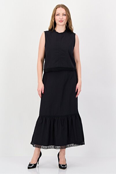 JASON WU Women 2 Piece Solid Coordinated Top And Skirt Set, Black