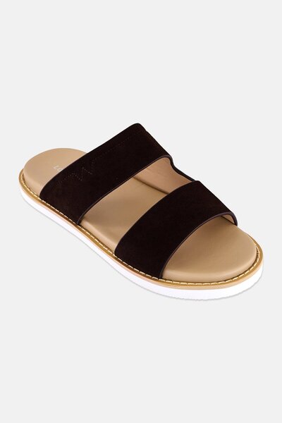 London Fog Men Slip On Arabic Sandals, Coffee Brown