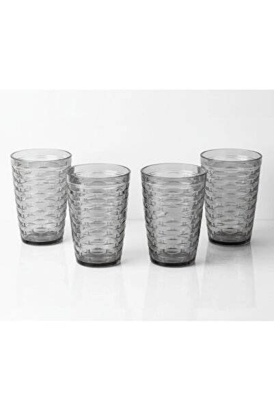 SyaMAG Set of 4 reusable hard plastic cups, gray, Sheer, 420ml, for water, ju...