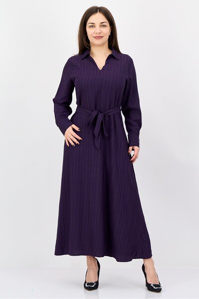 London Fog Women Textured Maxi Dress, Purple