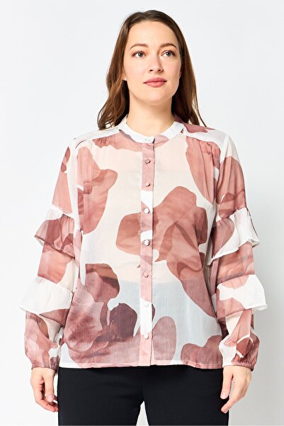 JASON WU Women Round Neck Long Sleeve Allover Print Shirt, Multicolor