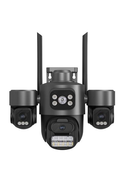 Antoniabeautyshop Cameră WiFi exterior 3 lentile PTZ,vedere nocturnă IR + LED...