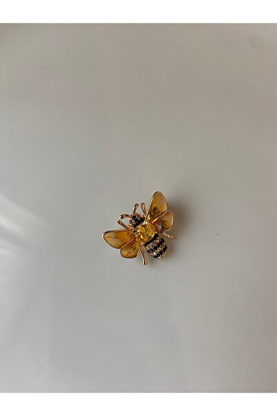 Anetta Jewelry Kadın sarı arı model broş/yaka tokası (2.5 cm)
