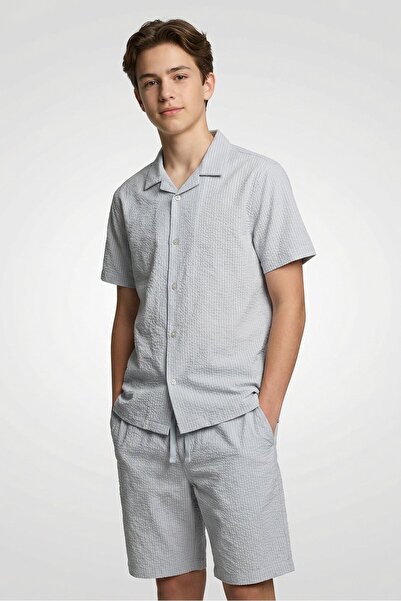 Aeropostale Kids Boy 2Pcs Textured Casual Shirt And Shorts Set, Light Blue