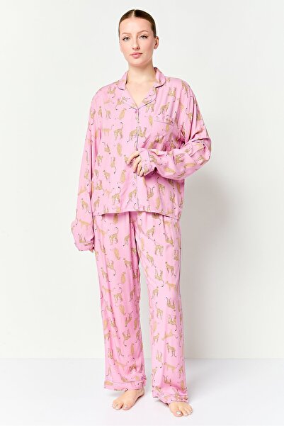 Vince Camuto Women 2 Pieces Graphic Print Pyjama Set, Pink