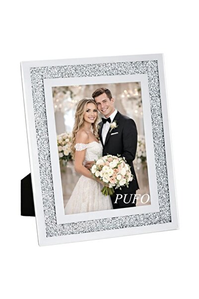 PUFO Ramă foto decorativă din sticlă pentru ziua nunții, 26 x 21 cm