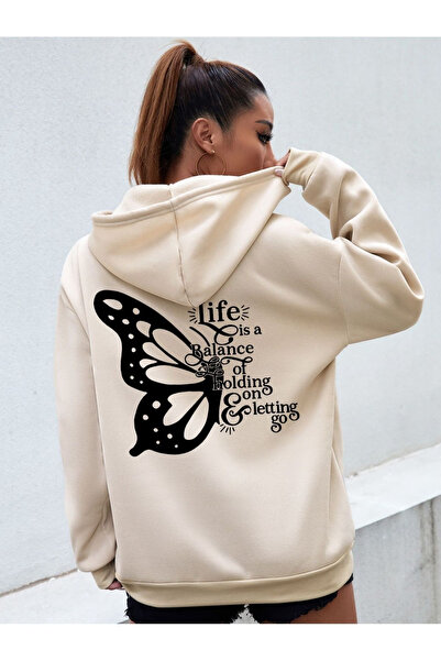 Eritqaa Life Printed Hooded Sweatshirt Hoodie